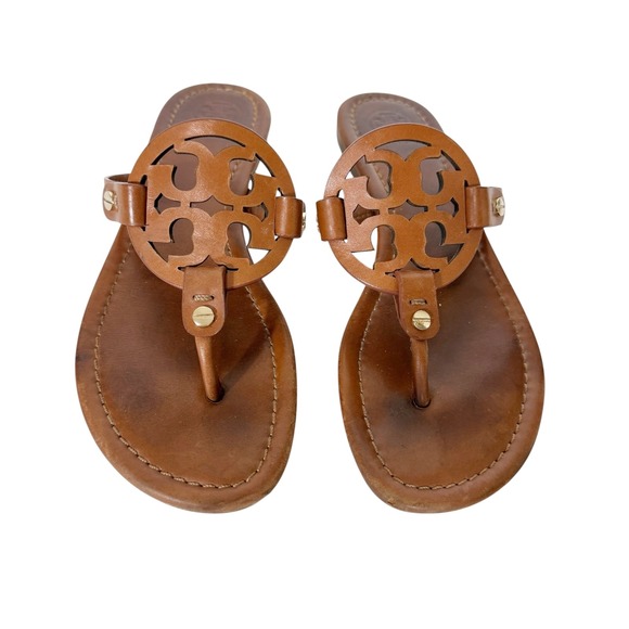 Tory Burch Shoes - Tory Burch Miller Womens Vintage Vachetta  Brown Slide Sandals Size 6